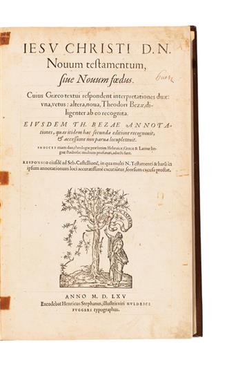 BIBLE IN GREEK.  Jesu Christi D. N. Novum testamentum, sive Novum foedus.  1565